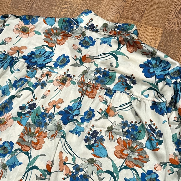 Smythe Poet Blouse Botanical Floral Print Satin Blouse L/S Shirt Womens Medium - Picture 9 of 10